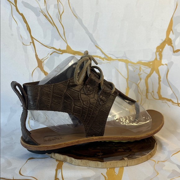 Sorel Ella sandals in brown Croc leather - Picture 3 of 10